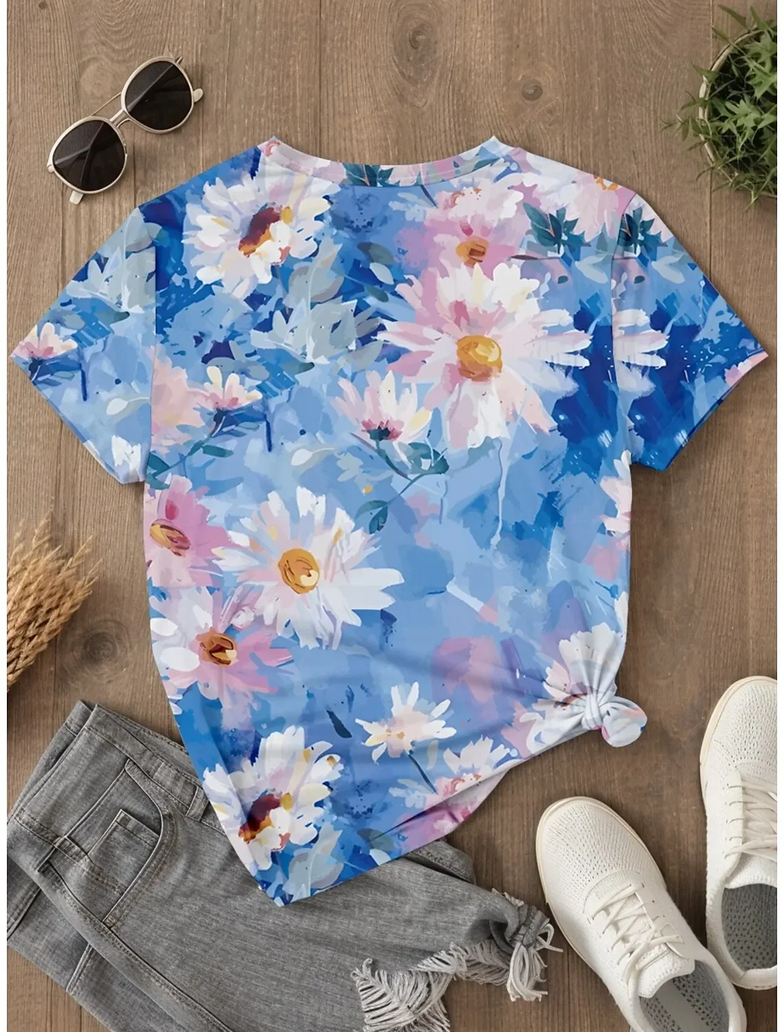 Women's Beautiful Flower 3D Prints T-Shirt Short Sleeve Tees Tops 3D Prints O-Neck Shirt Plus Size Casual Women Clothing Apparel