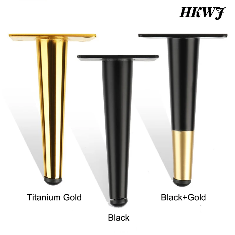 Ouro Móveis pé Mesa Pés Laminados de Aço tv Gabinete Sofá Suporte Pés Móveis Ferragem 10 12 15 17 20 25cm Peças Preto