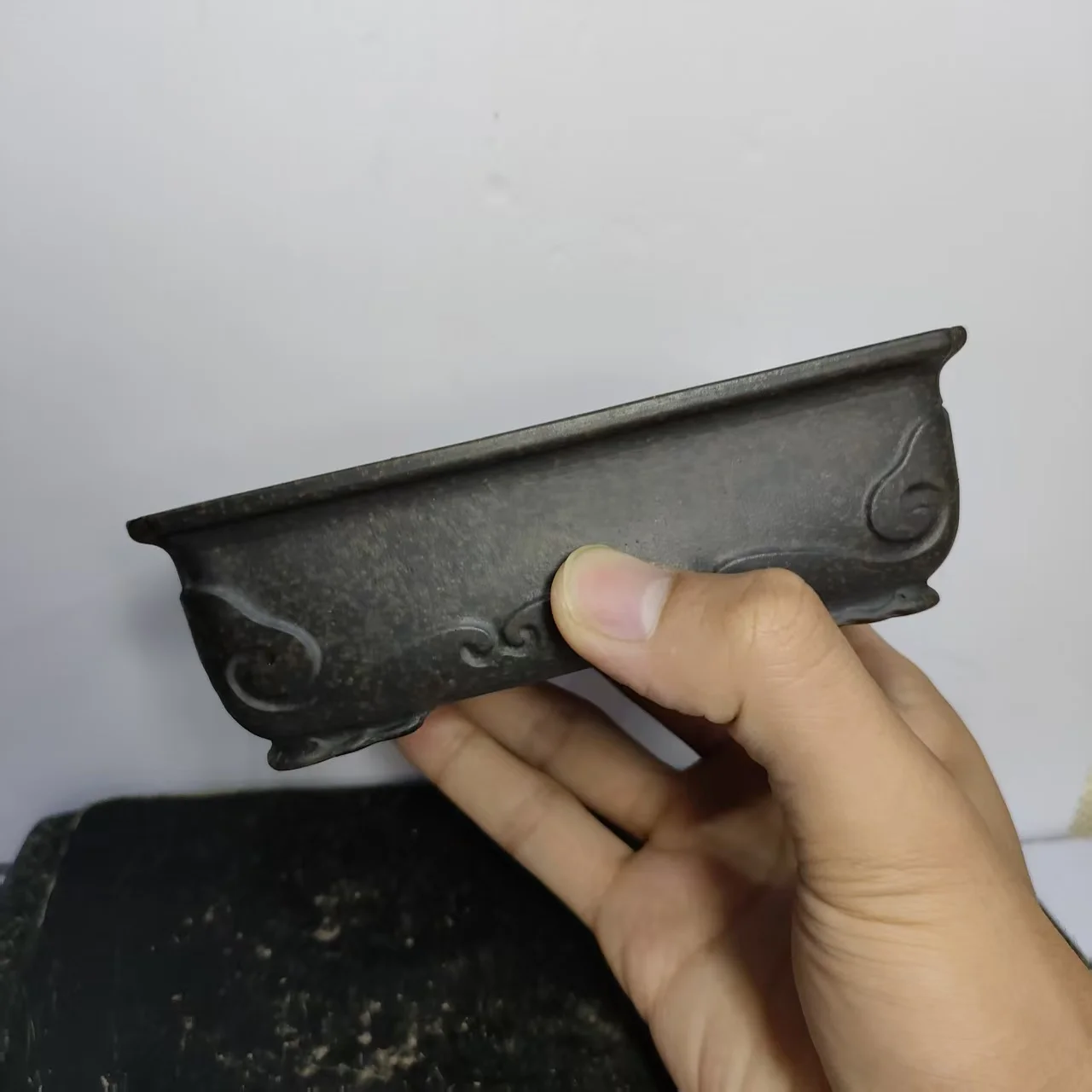 Yixing Old Brown Bonsai Pots Unglazed Rectangle Pot with cloud feet