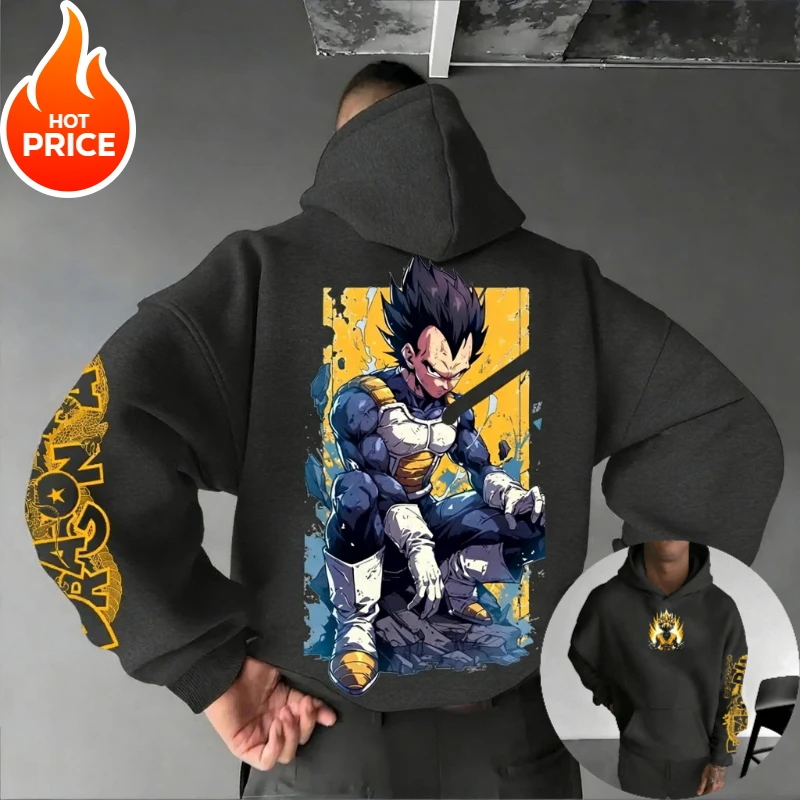 Dragon Ball Super Saiyan Vegeta Harajuku ropa de calle hombres Vintage Sudadera con capucha invierno mujeres Sudadera con capucha de gran tamaño Top de manga larga