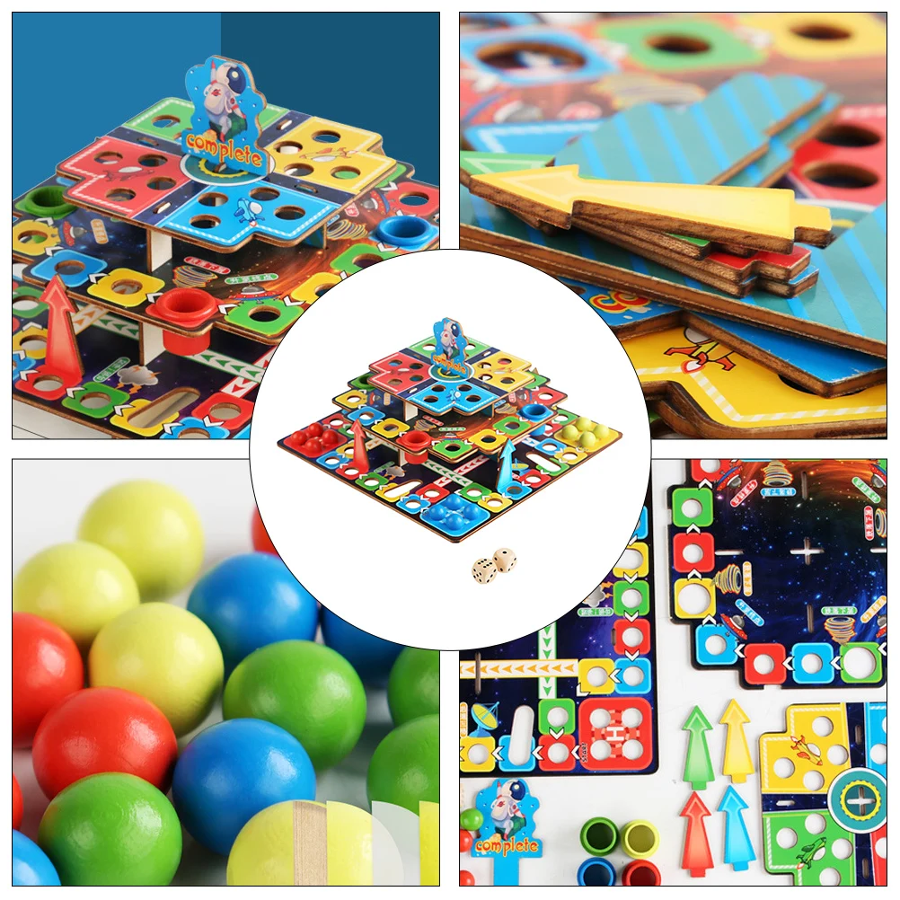 

Wooden Flying Chess Kids Educational Toy Flight for Child Parent-child Interactive Game Checkers Board Kit 3D Toys