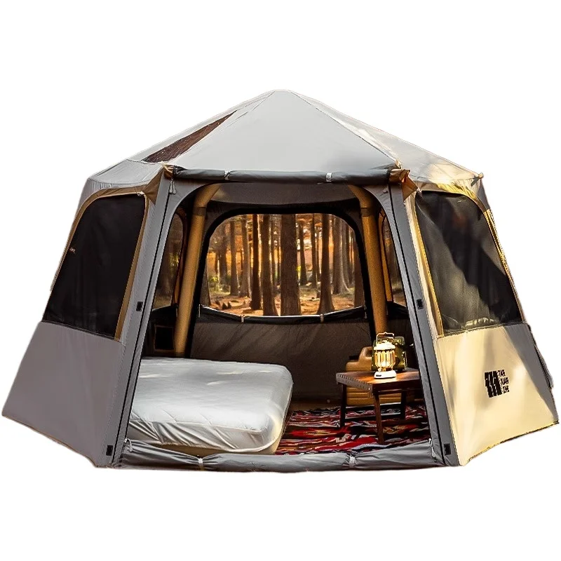 Explorer Quick Setup Hexagon Inflatable Tent for Outdoor Camping Overnight Hiking Portable Foldable Rainproof UV Protection