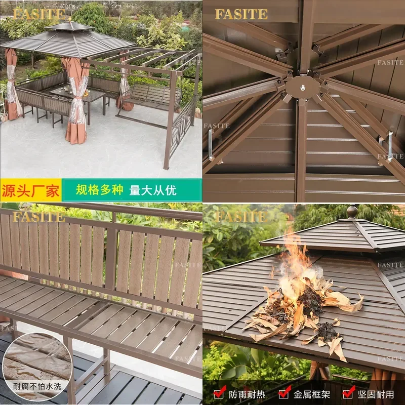 For Outdoor Grape Trellis Galvanized Solid Wood Pavilion Garden Courtyard Villa Rooftop Awning Sturdy Weather Resistant Decor