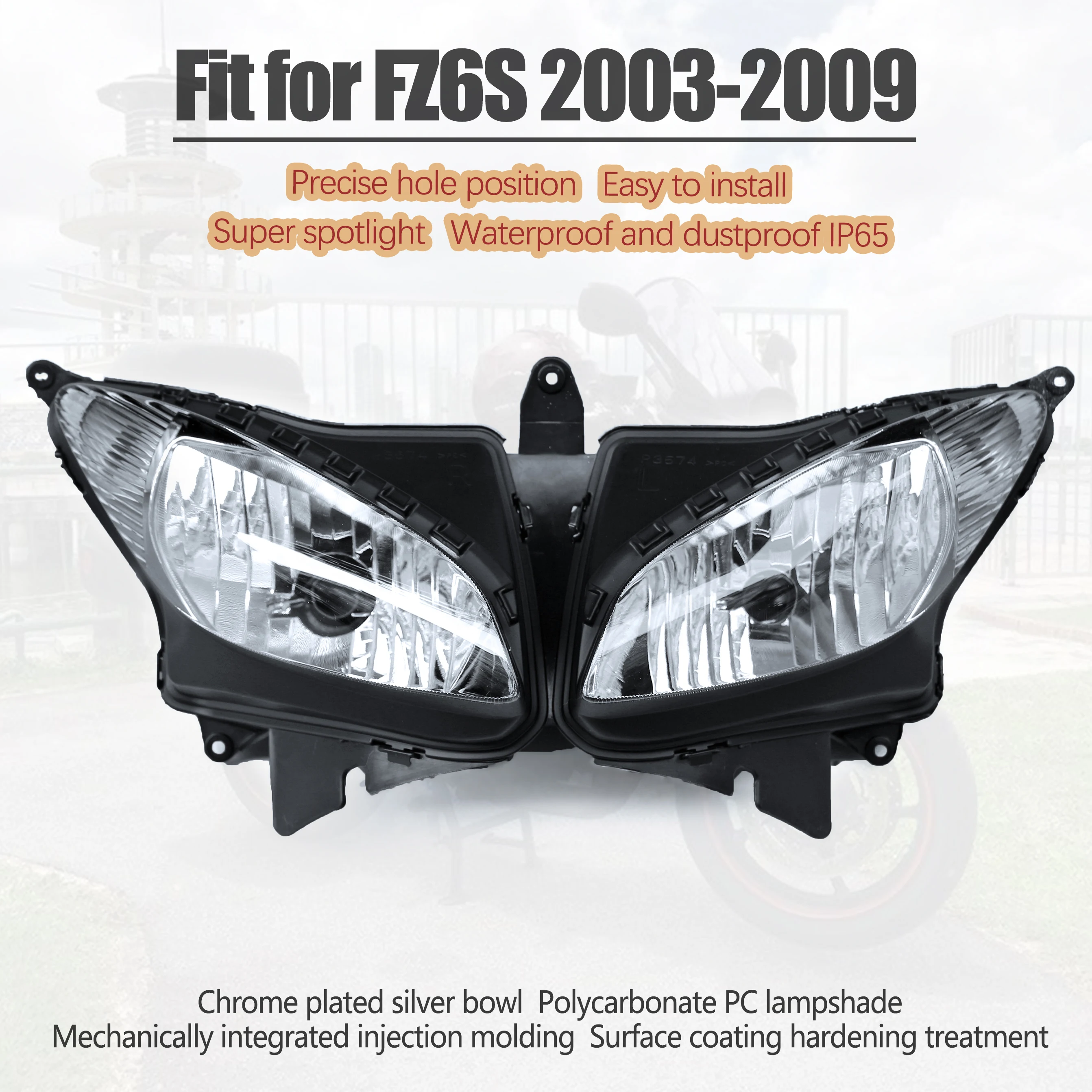 Fit For YAMAHA 2004 - 2009 FZ6S Fazer Motorcycle Accessories Headlight Assembly FZ6 600 S Front Head Light 2005 2006 2007 2008