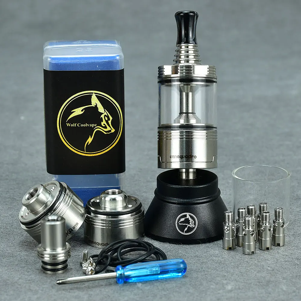 Wolfcoolvape Moka mtl RTA Rebuildable Tank Atomizer 7 Air Pins 3 Chambers 316SS 4.5ml 22mm Single Coil RTA vape TANK