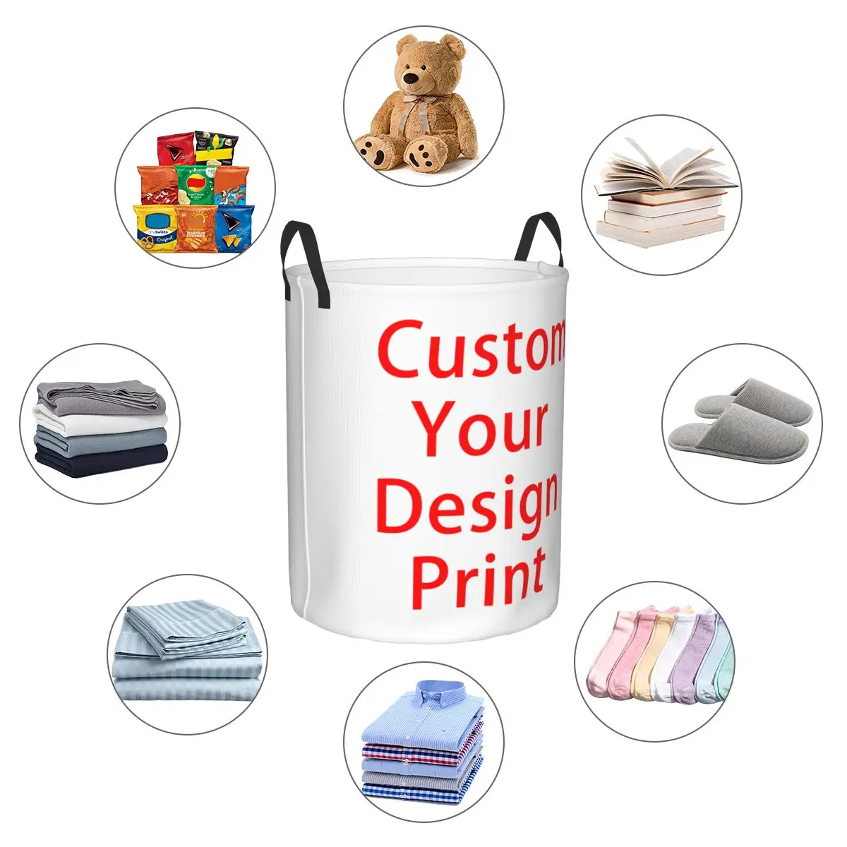 Custom Your Design Laundry Hamper Large Clothes Storage Basket Customized Logo Printed Toys Bin Organizer for Boy Girl