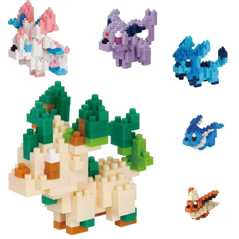

Оригинальные конструкторы Kawaii Nanoblock Pokemon Eevee Evolution: Вапореон, Флареон, Эспеон. Официальные микро-блоки, игрушка-подарок.