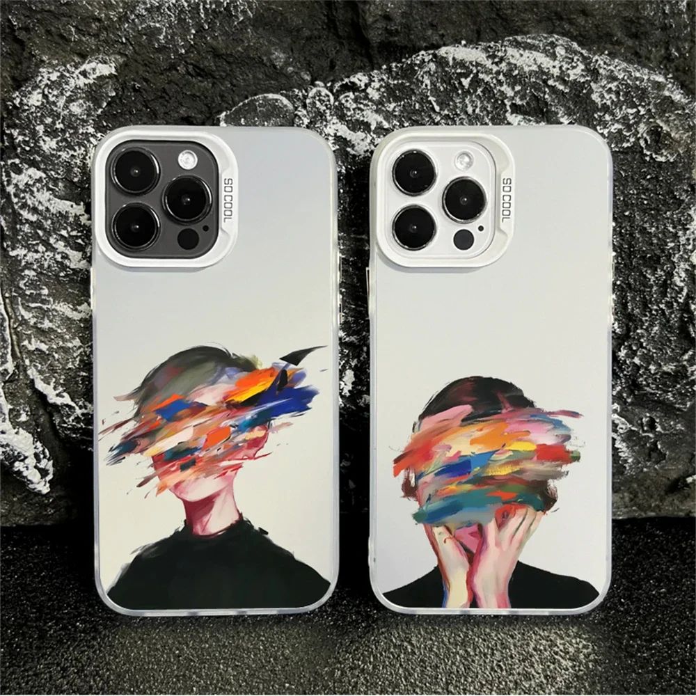 

Graffiti Art Matching Case for iPhone 16 15 Plus 11 12 13 14 Pro Max Shockproof Hard Matte Cover for Couple Boyfriend Girlfriend