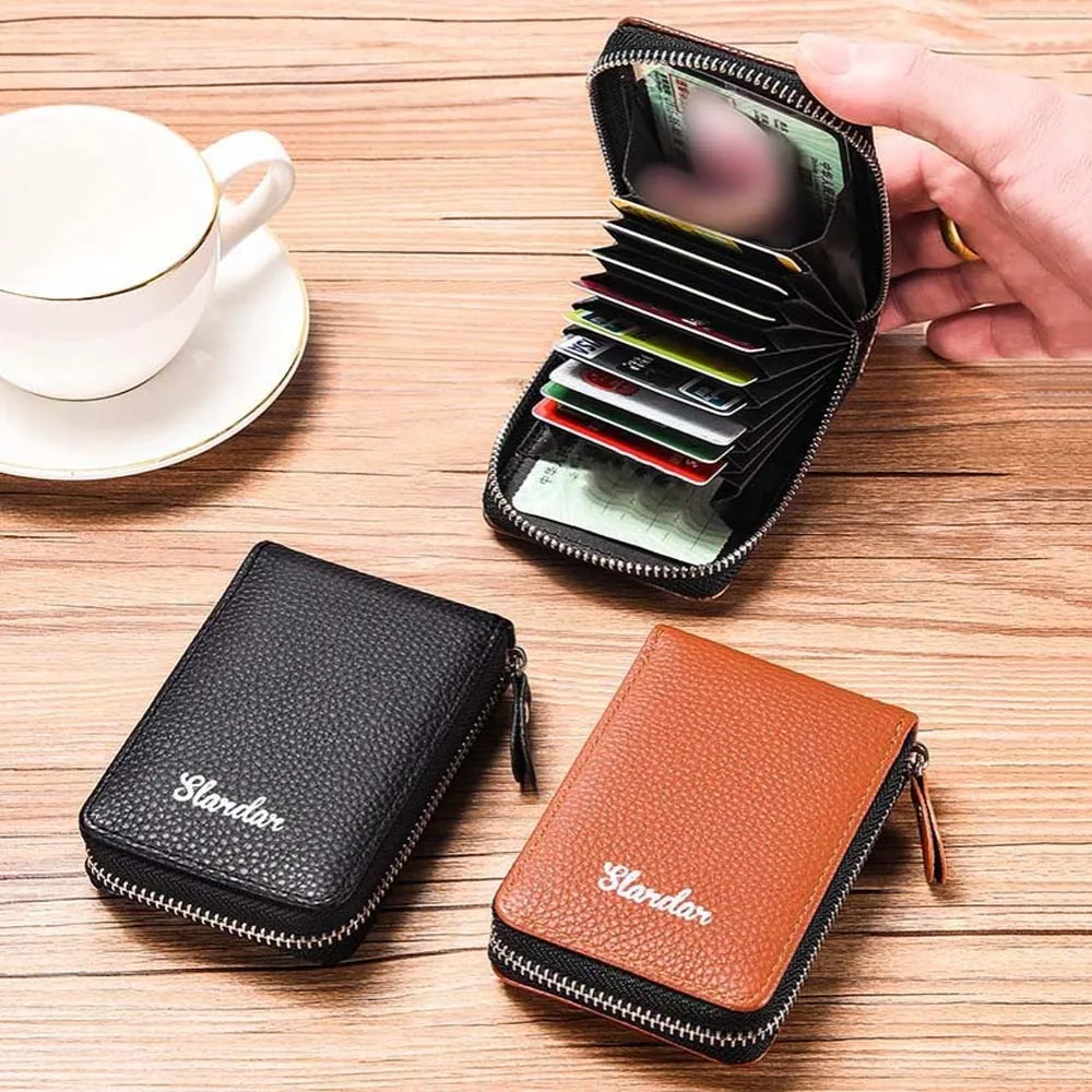 

Coin Pouch Zipper Card Holder Bank Card ID Card Holder Men Card Bag Solid Color Waterproof PU Leather Small Wallet Outdoor