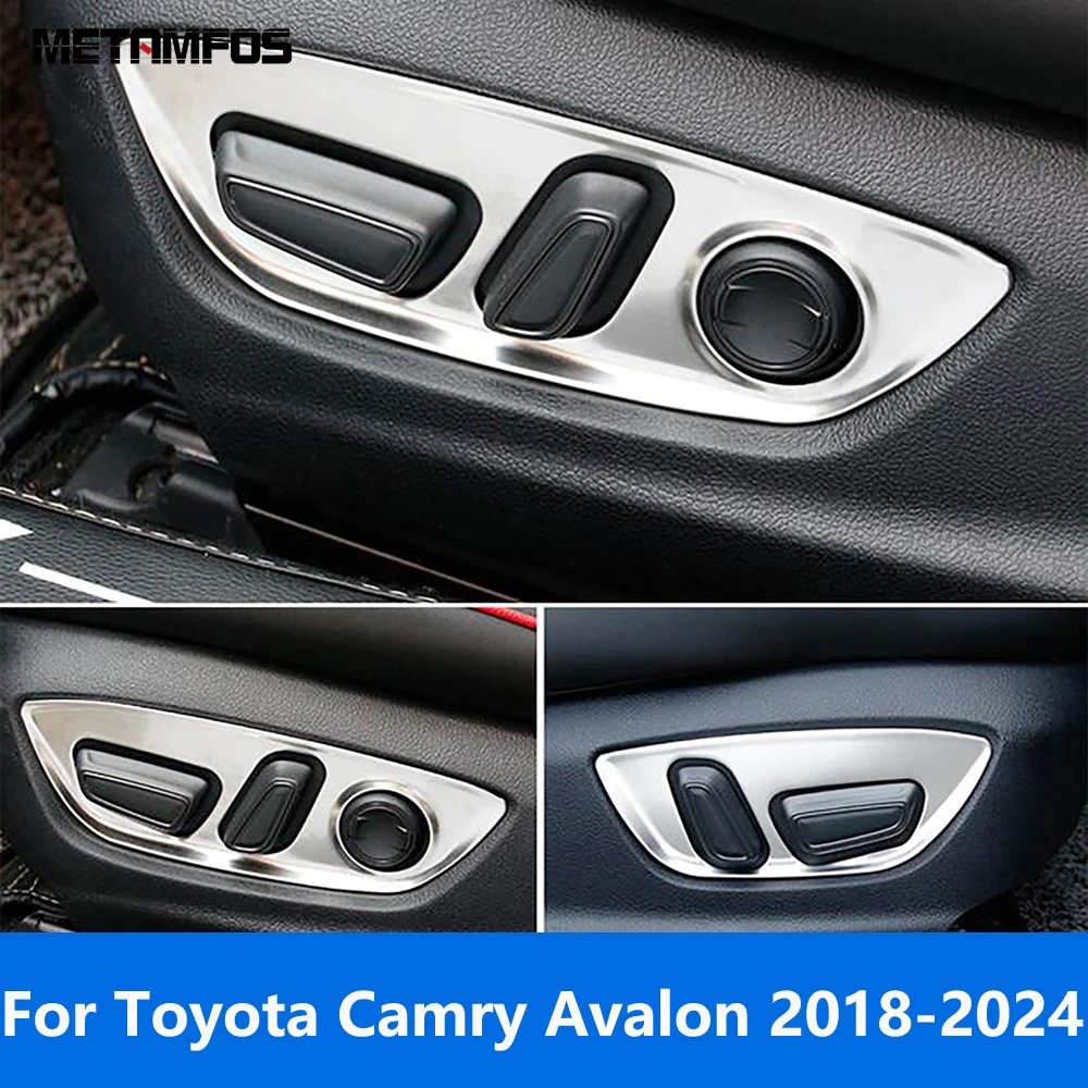 Car Accessories For Toyota Camry Avalon 2018-2022 2023 2024 Interior Stainless Steel Seat Adjust Switch Button Panel Cover Trim