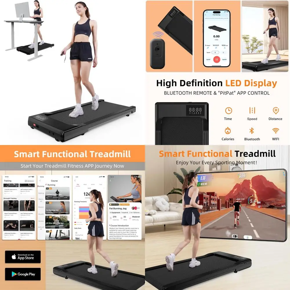 Portable 3-in-1 Under Desk Treadmill, Quiet 2.5 HP Walking Jogging Machine with LED Display and Remote Control, Ideal for Home O