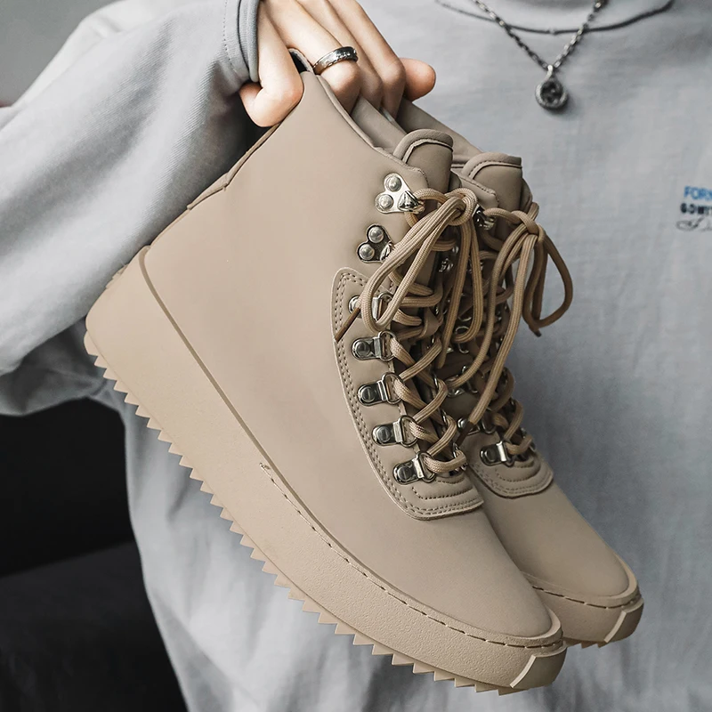 

New Autumn Men's High-Top Shoes - American Trendy & Unique Streetwear Versatile Outdoor Boots, Platform Sneakers