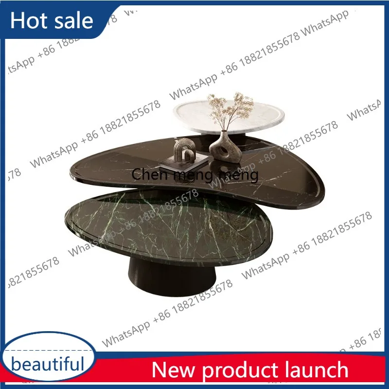 

M46 Luxury Natural Stone Coffee Table - Italian Designer Marble Tea Table, Artistic Freeform Shape for Modern Living Room