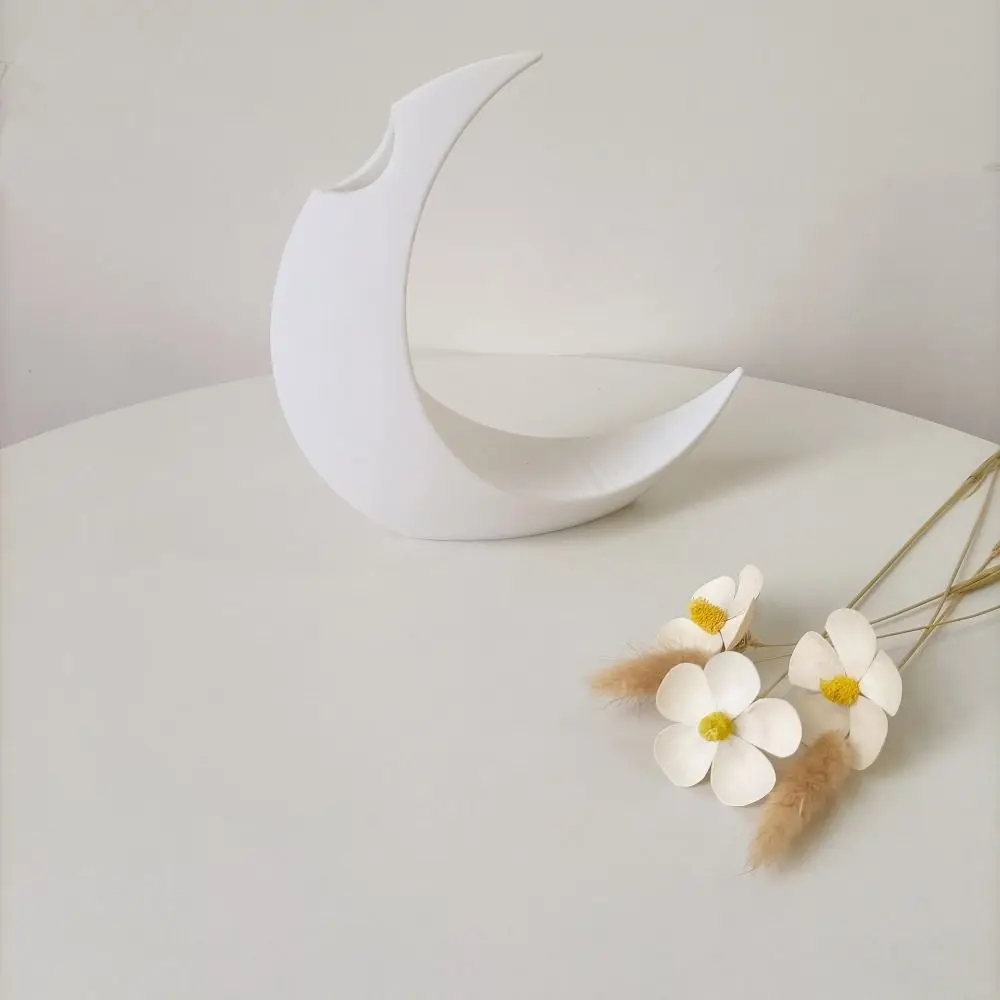 Creative PLA Dried Flowers Vase Black White 3D Printed Artificial Flower Pot Gothic Moon Vase Home Decor - view 5