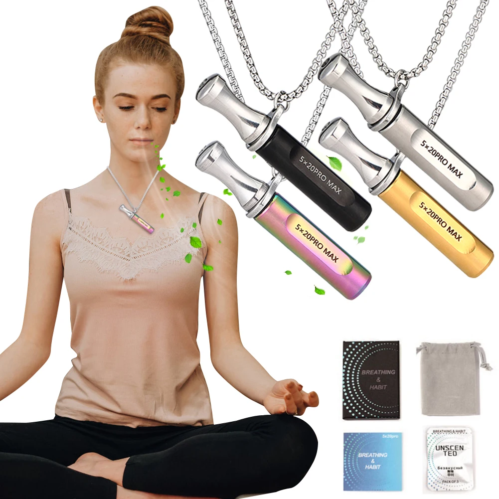 Mindfulness Breathing Necklace Quit Smoking Anxiety Relief Round Mouth Anti Vaping Necklace for Natural Calm & Stress Relief