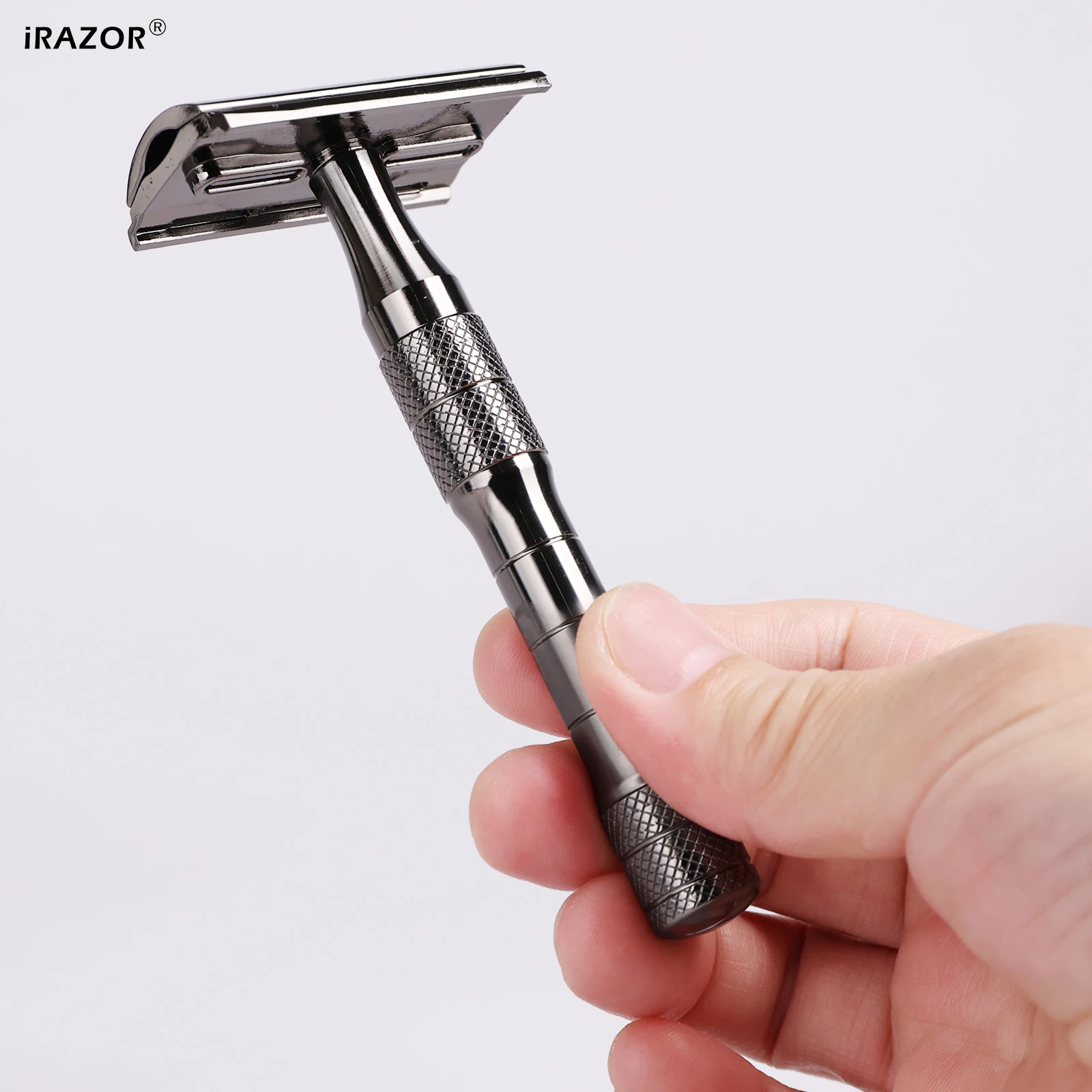 iRAZOR Traditional Double Edge Safety Razor for Men with 10 Original Blades Smooth Reusable Eco Friendly Shaver Machine