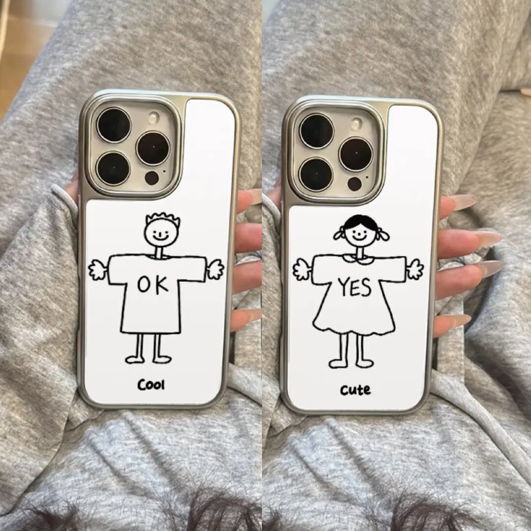 Minimalist Cool Boy Cute Girl Electroplated Drip Glue Phone Case For iPhone 17 Air 16 Pro Max 15 14 Plus 13 12 Pro 11 Back Cover