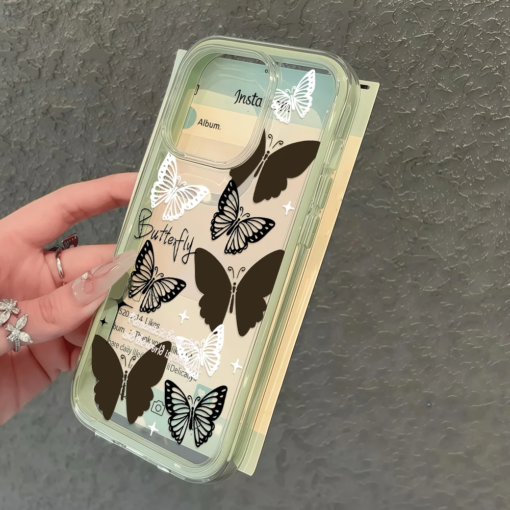 Dreifarbiges, schönes Schmetterlings-Transparent-Handycase für iPhone 16 14 15 Plus 13 14 15 17 16 12 Pro Max Air, durchsichtige weiche Hülle – Detail 4