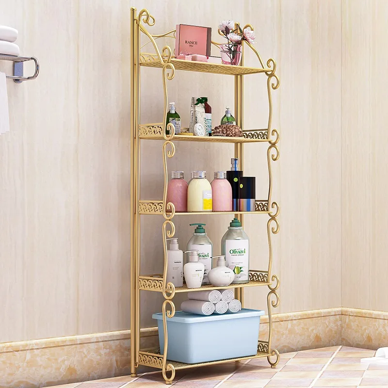 

Wrought iron bathroom shelves Floor-to-ceiling bathroom Bedroom multi-layer shelves Corridor entrance Kitchen storage