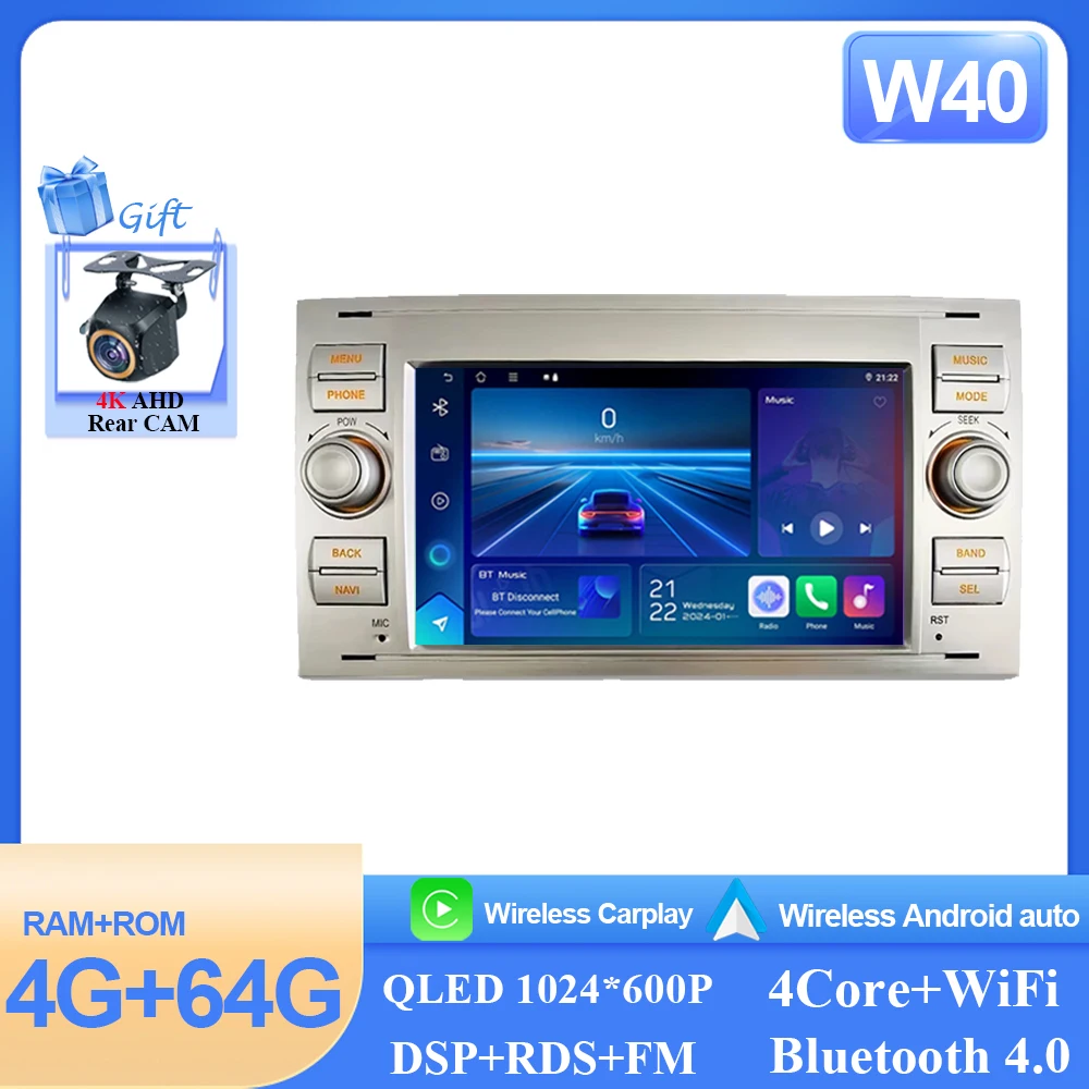 Android15 Autoradio Wifi Navi Voor Ford Mondeo S-max Focus C-MAX Galaxy Fiesta Transit Fusion Connect Kuga multimedia GPS BT WIFI