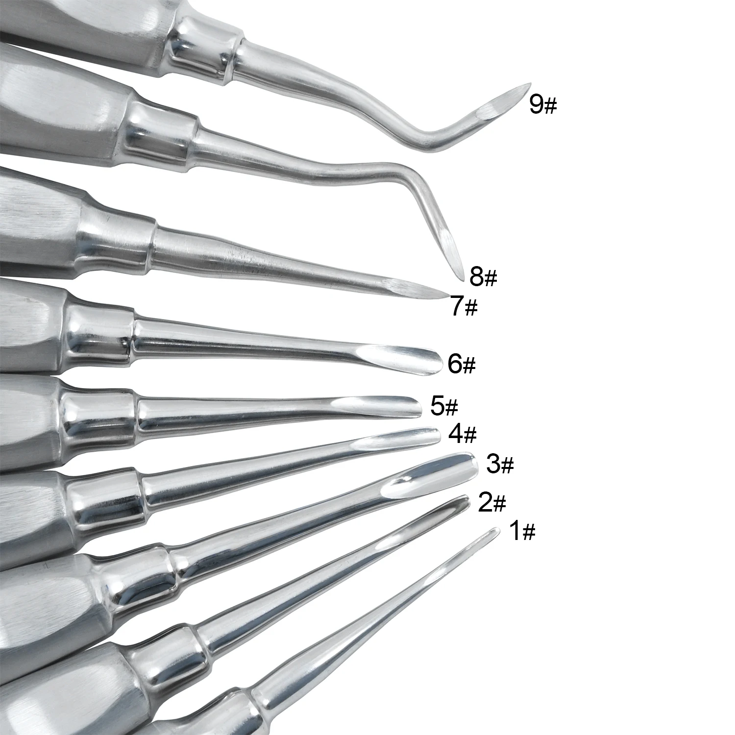WELLCK Dental Elevator Stainless Steel Dentist Tool Surgical Instrument Tooth Extraction Tool Straight Curved Teeth Elevator Lab