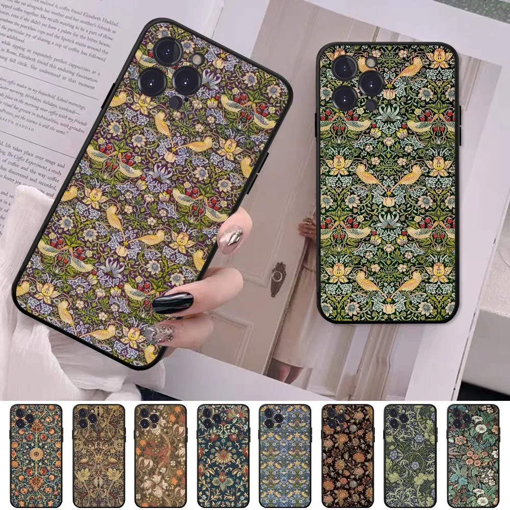 William M-Morris-Strawberry T-Thief Designs Phone Case Silicone Soft For iphon15 14 13 12 11ProMiniXS MAX8 7 6Plus X2020XR Shell