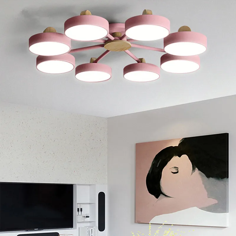 

Nordic Living Room Wooden Chandelier Lights Modern Bedroom Led Ceiling Dining Room Kitchen Lamps Hanging Luminaires Fixtures