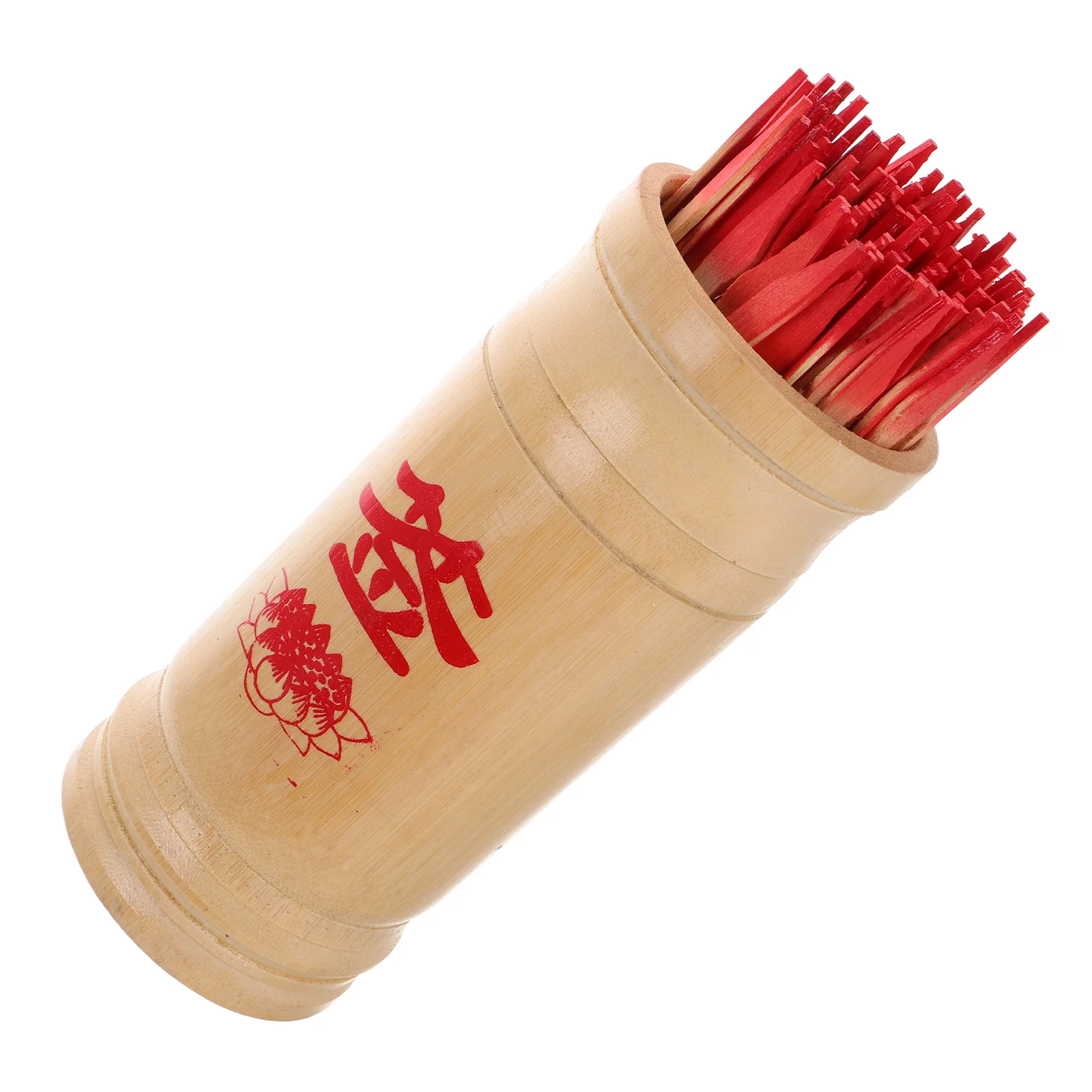 

1 Set Of Temple Bamboo Divination Bucket With Blessing Sticks Chinese Wishing Stick Holder For Good Fortune Cultural
