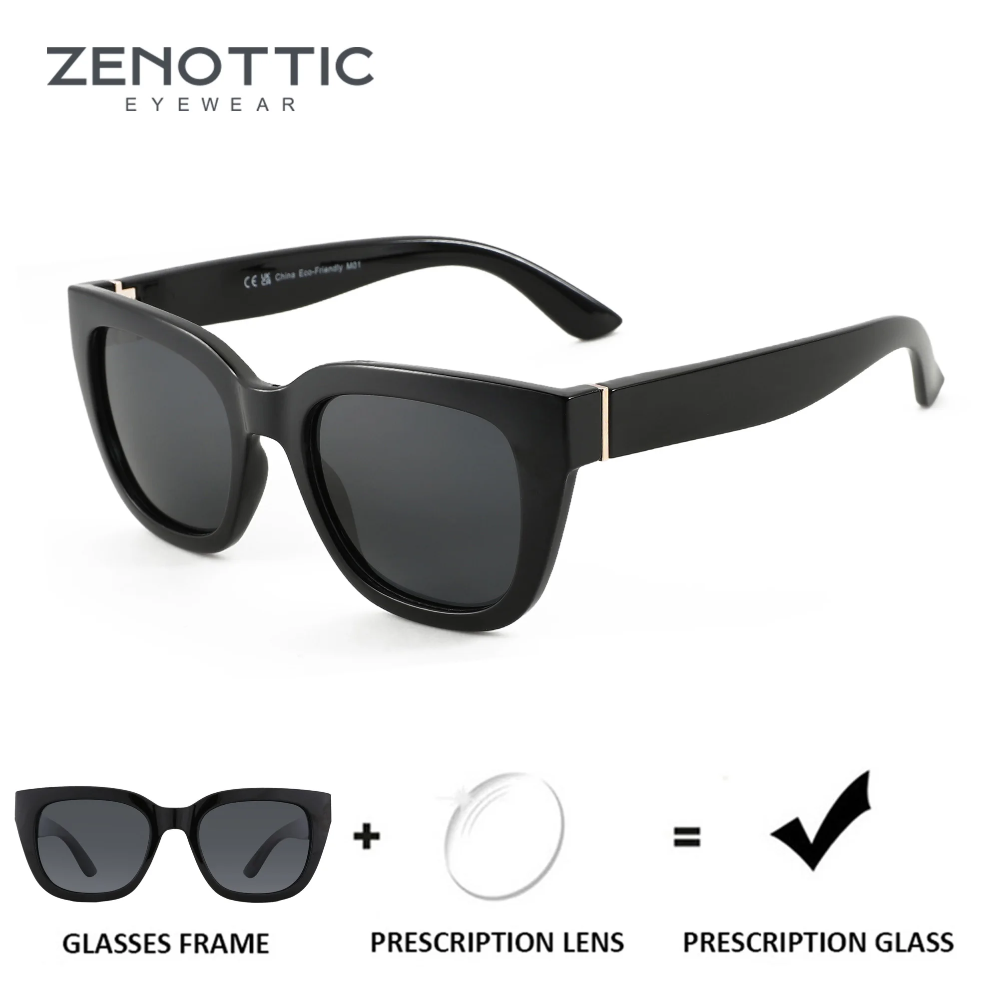 ZENOTTIC Butterfly Prescription Sunglasses Fashion Square Polarized Shade Myopia/Progressive Optical Sun Glasses for Women