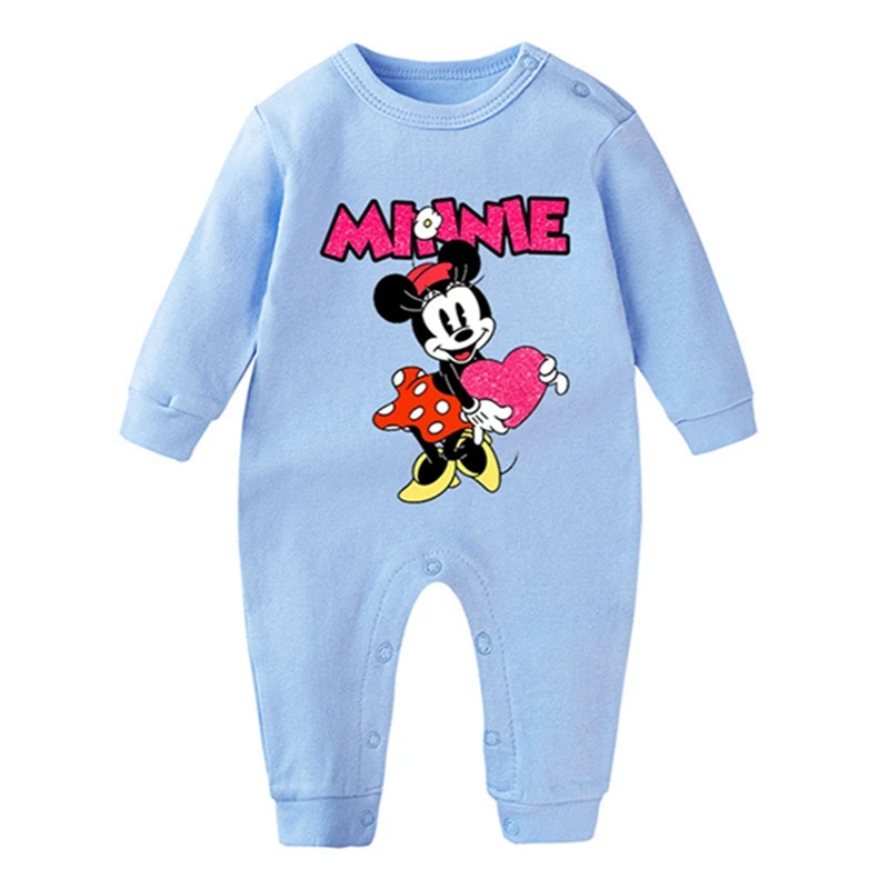 Baby Girls Rompers Cartoon Disney Minnie Mouse Newborn Baby Clothes Toddler Infant Cotton Clothes For Kids Boys Outfits Tops Red