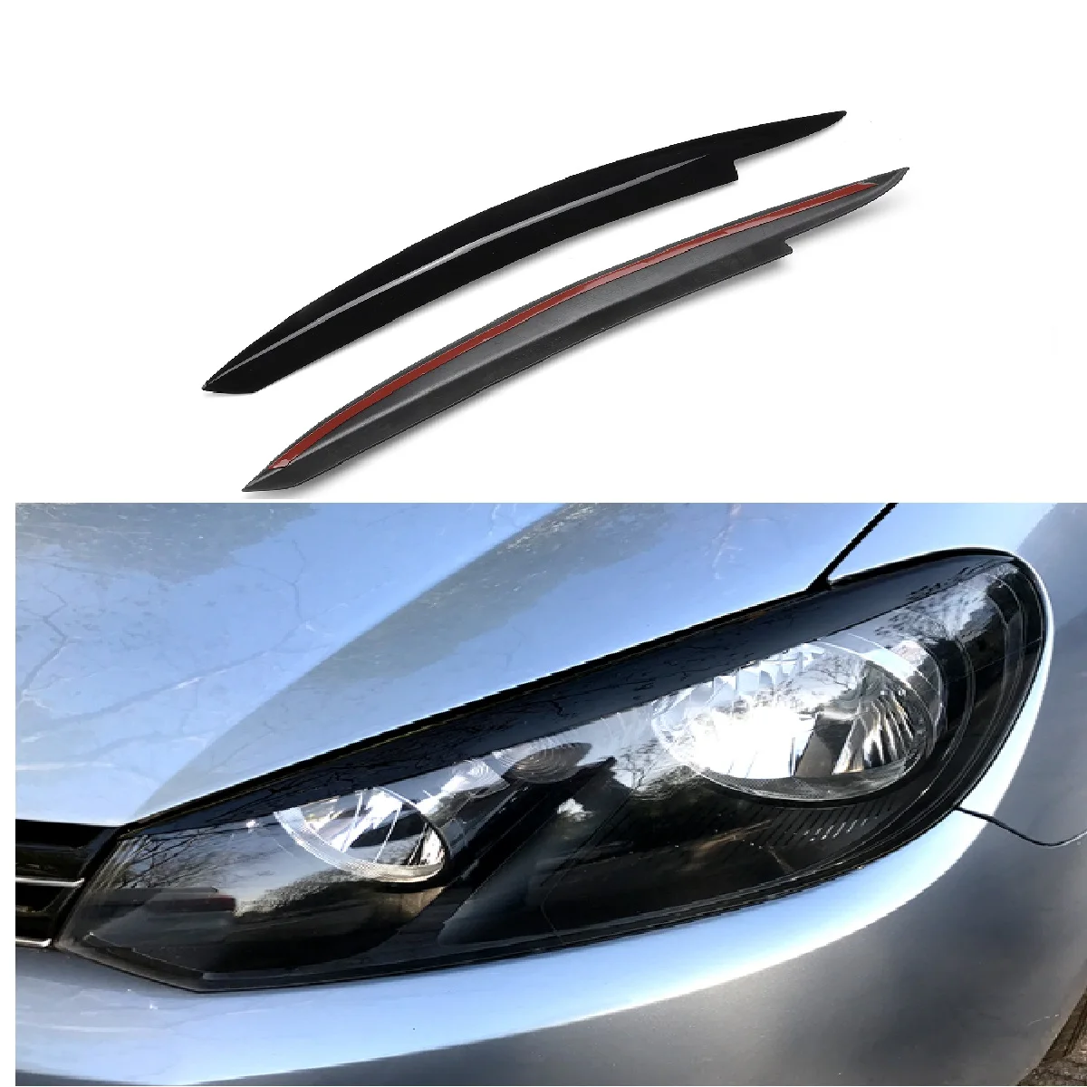 

2PCS ABS Headlight Eyelid Eyebrow Trim Cover Sticker For VW Volkswagen GOLF 6 VI MK6 GTI GTR 2008-2013 Car Accessories