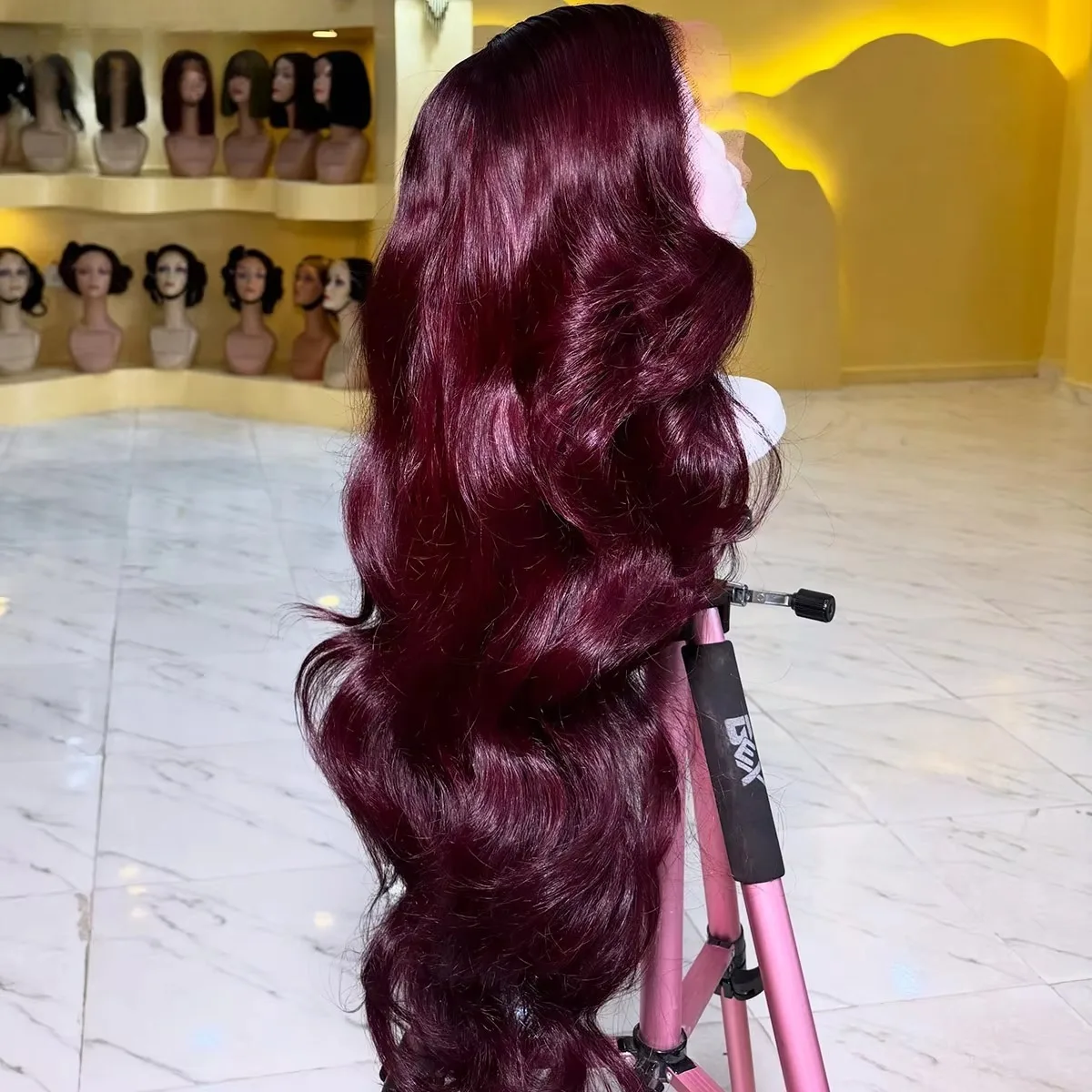 99J Red Body Wave HD 13x4 Synthetic Lace Front Wigs Burgundy Long Wavy No Glue PrepluckWomen Party Cosplay Wigs Natural Looking