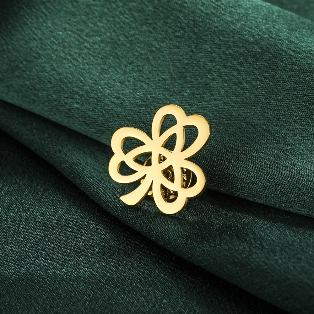 Dawapara Kleeblatt-Brosche mit Kleeblatt, Dreifaltigkeitsknoten, irisches Glückssymbol, St. Patricks Day, Edelstahlschmuck – Detail 31