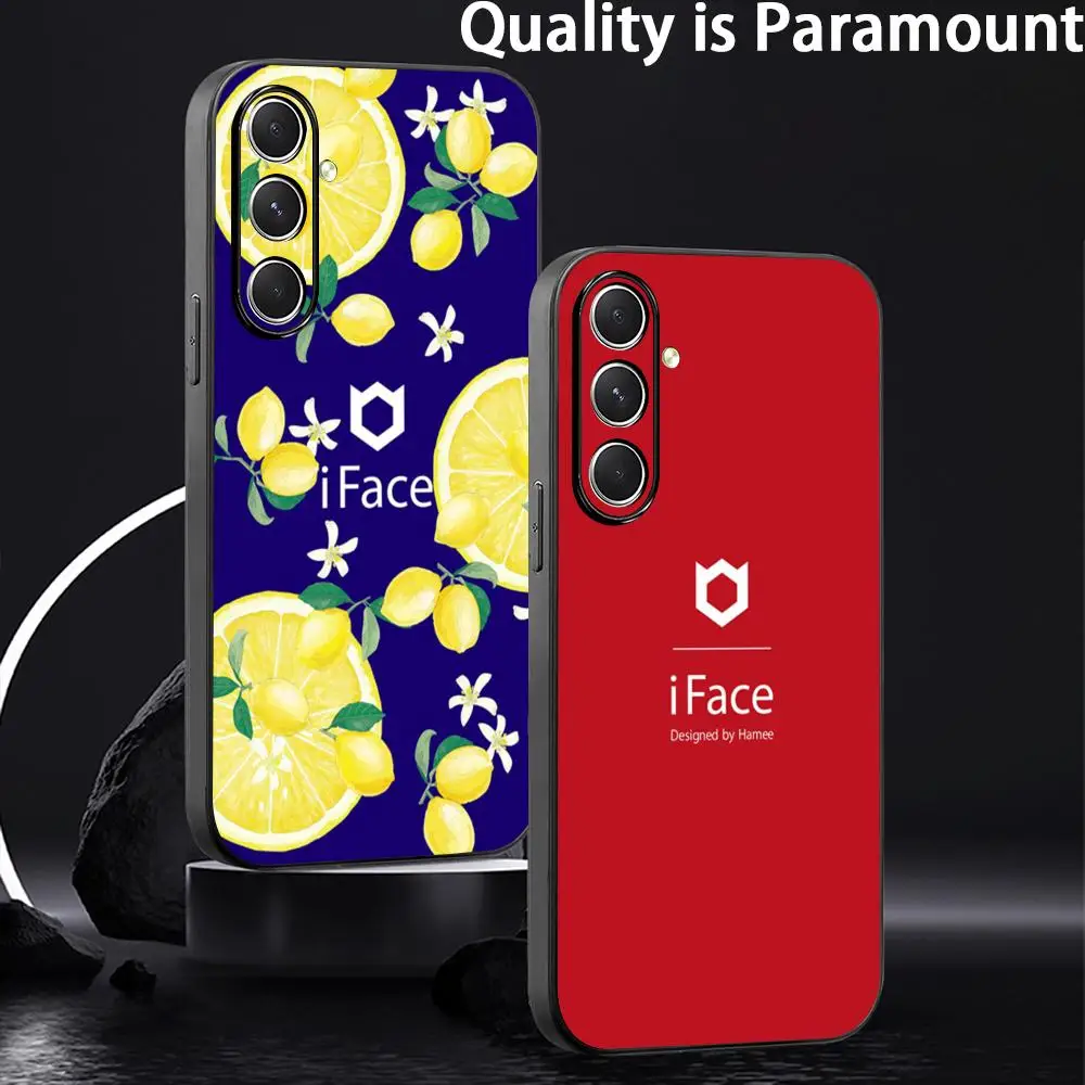 Cute Fashion logo iFace pattern Phone Case For Samsung Galaxy S26 S25 S24 S23 S22 S21 Plus Ultra Note20 Soft Black