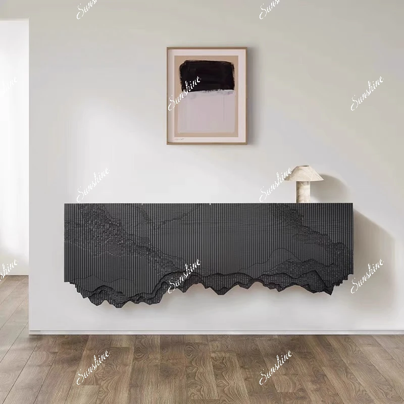 

Villa home wall-mounted entrance cabinet Art relief wall cabinet French special-shaped wall cabinet