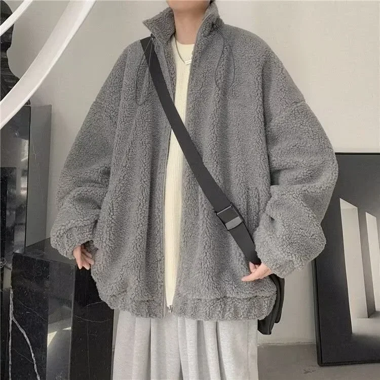 

Korean Style Thickened Lamb Fur Particle Men's Winter Jacket Warm Cotton Clothes Couple Matching Outerwear Casual Loose Fit