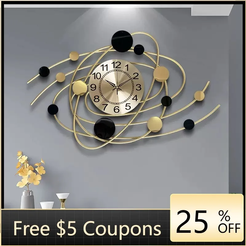

LYY Iron Art Wall Living Room High-End Planetary Clock Wall Decoration Clock No-Drill Wall Clock