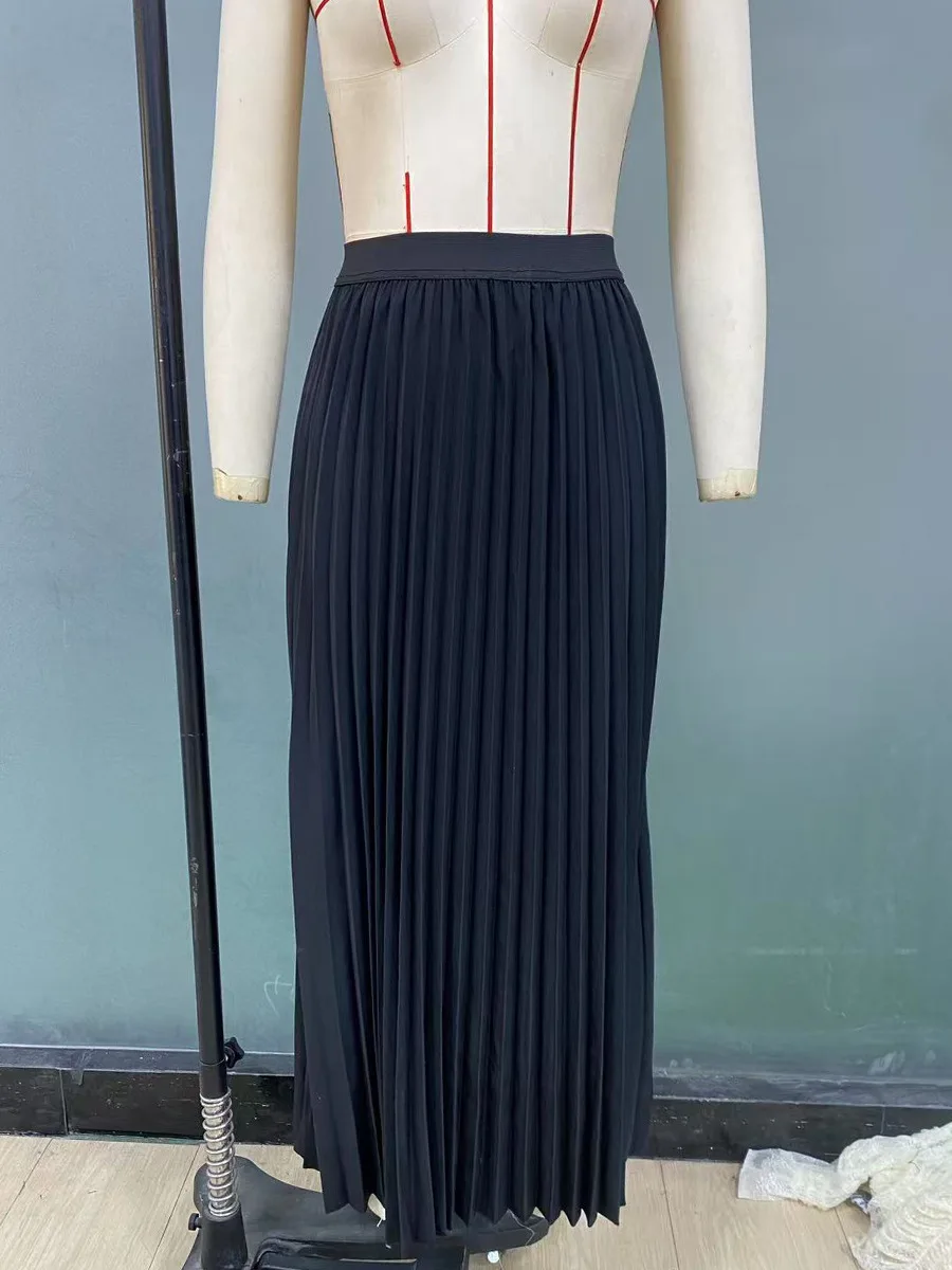 Elegante gonna europea a mezza lunghezza con orlo a ombrello a trapezio raccolto per donna