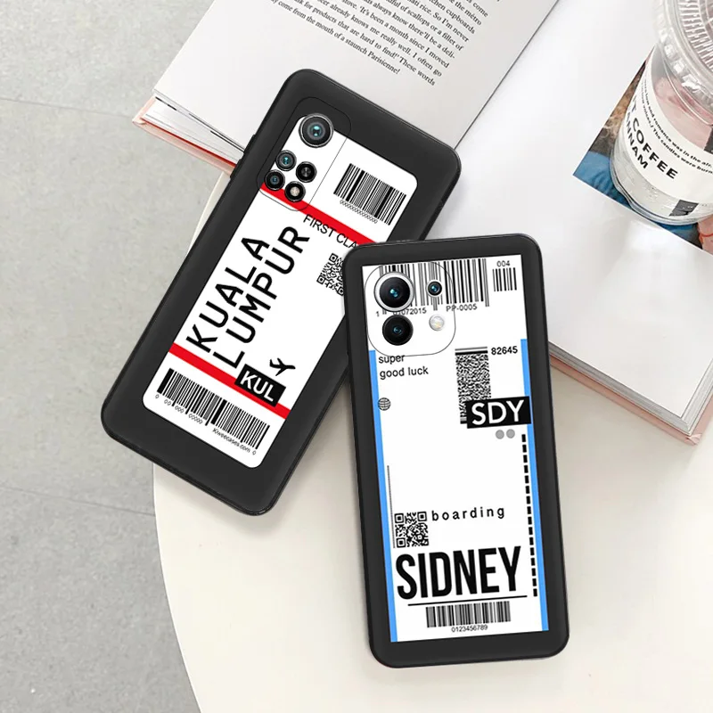 Phone Case For Redmi 10C 10A Note 11 Pro 10 10s 11s KUALA-LUMPUR SIDNEY Travel Ticket Label Xiaomi 10t 11t Lite Protective Cover