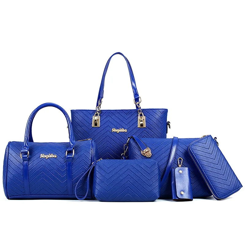 Spring Summer Women's Commuting Bags Fashionable Embossed Six-piece Set Mother and Child Bag Ladies Shoulder Crossbody Handbags