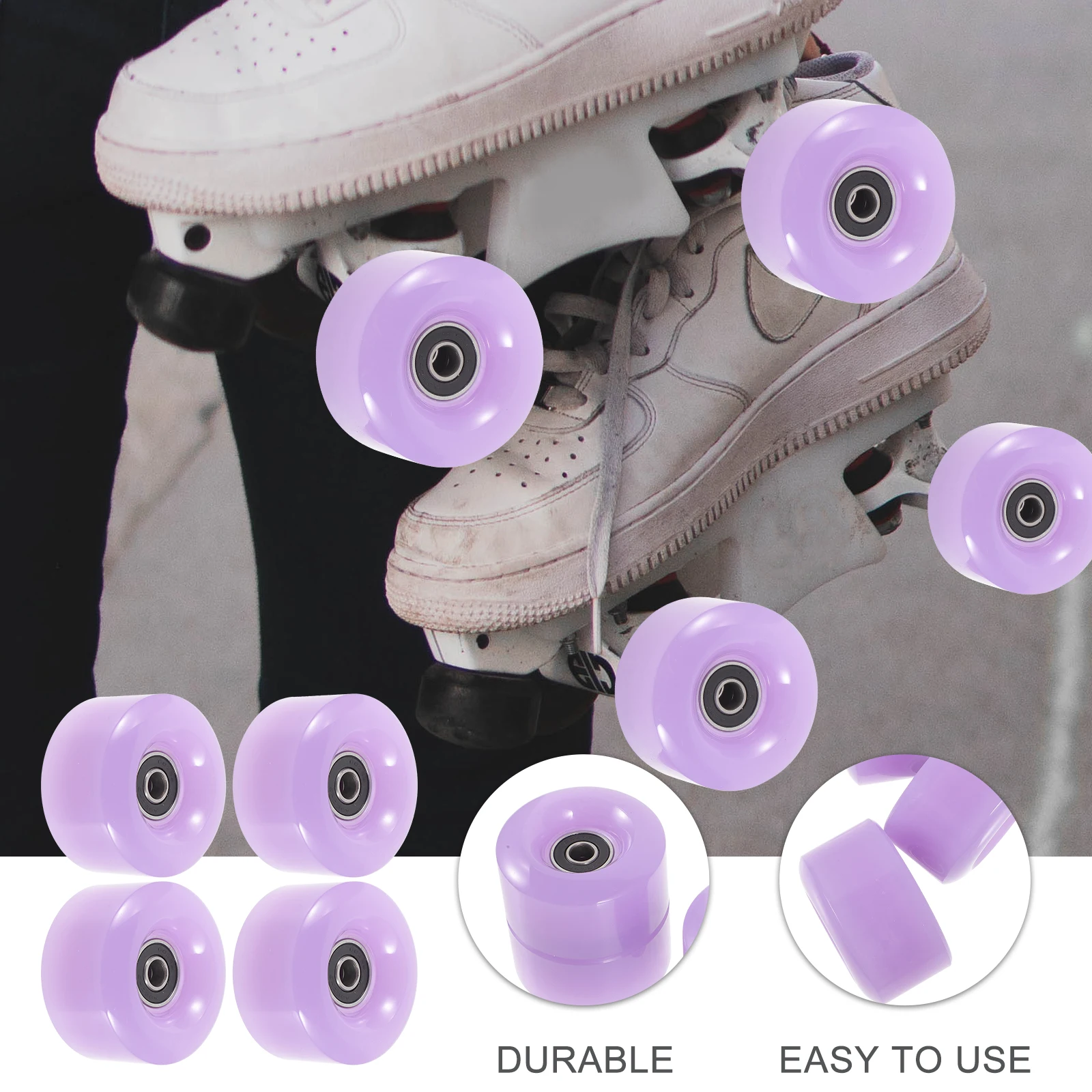 4 Pcs Roller Skate Wheels Durable PU Metal Material Skating Wheel Replacement Child Skates Accessories