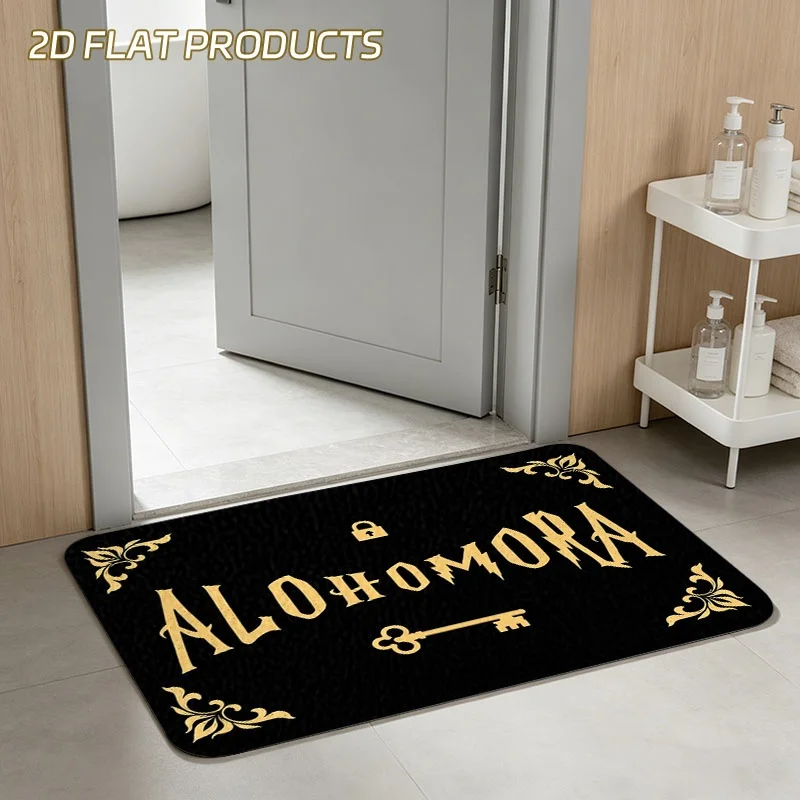 Welcome Doormat Entryway Floor Mat Home Decor Classic Key Lock Vintage Border Letter Pattern Stylish Front Porch Indoor House