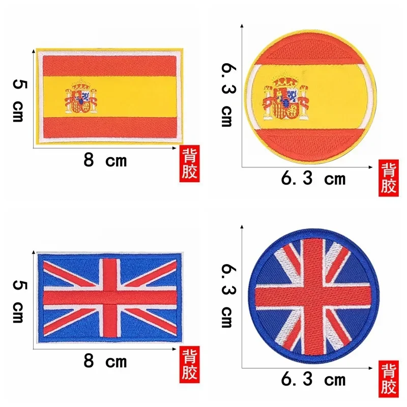 European Countries National Flags Patch EU Member States Round Embroidered Appliques Iron on England Scotland Badges for Clothes