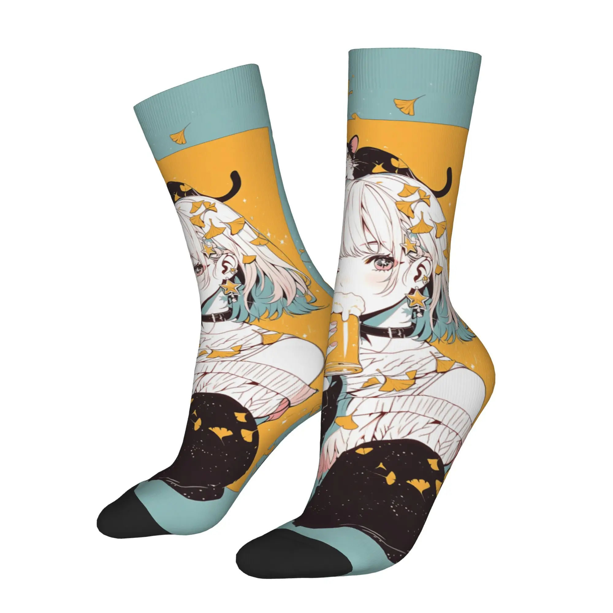 

Носки для бега в ретро-стиле с аниме-персонажами, забавные носки унисекс, индивидуальный дизайн, принтованные носки с узорами, забавные носки с принтом.