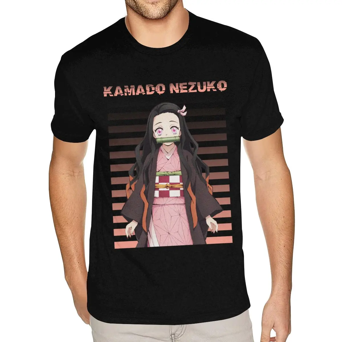 

Футболки Kamado Nezuko из 100% хлопка с короткими рукавами и круглым вырезом, новинка, мужская футболка S