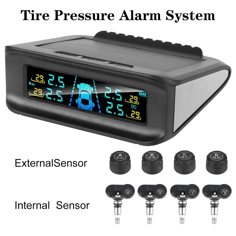 

Smart Car TPMS Digital Display Tire Pressure Alarm System Tire Pressure Monitoring System Wireless Solar Power Car Safety