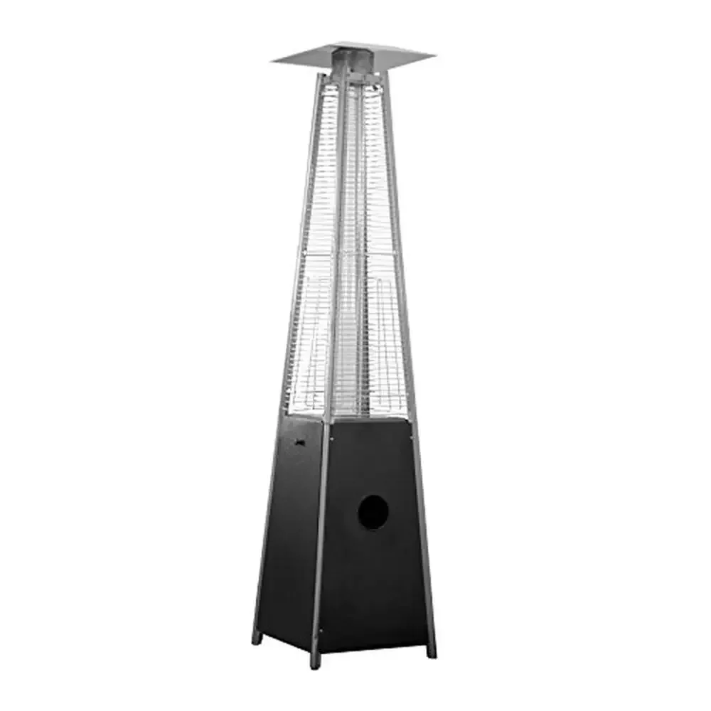 

91-Inch Pyramid Patio Heater Matte Black Gas Powered PROPAINE 40000BTU Hiland HLDSO1-GTPC Wheels