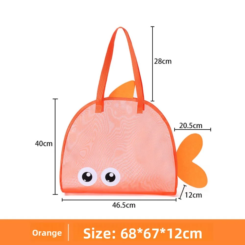 Kids Mesh Beach Bags Colorful Cartoon Shark Animal Sand Free Quick Dry Shell Toy Storage Organizer Totes for Toddlers Vacations view 2