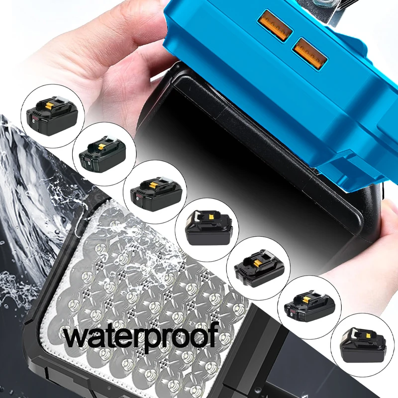 3 inch Portable LED Work Light For Makita 18V Battery With USB Port Flashlight Flood Lights Cordless Outdoor Tool Lamp BL1830