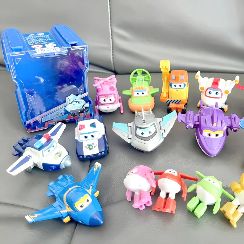 スーパーウィングス スケールミニ 変形アニメ デフォルメ飛行機ロボット アクションフィギュア 変形玩具 子供向けクリスマスプレゼント